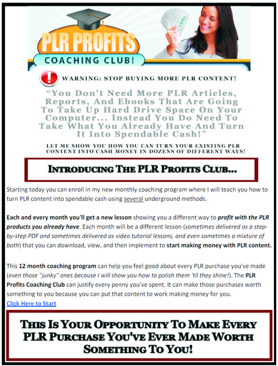 PLR Profits Coaching CLUB