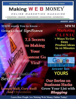 Making Web Money August 2019